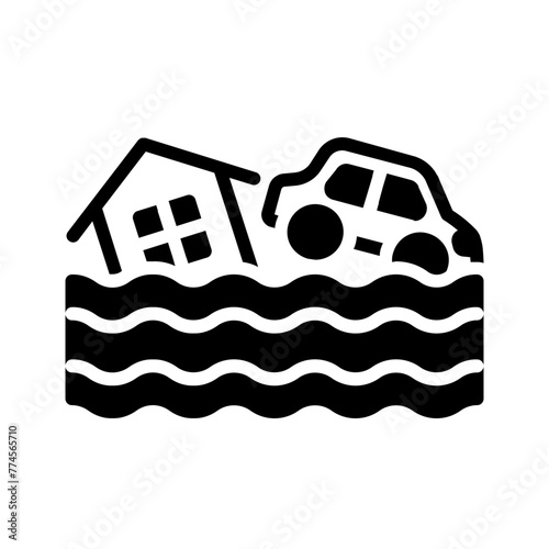Vector solid black icon for Flood