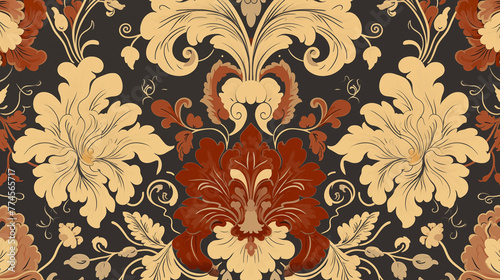 Baroque Revival: Luxurious Floral Wallpaper Design
 photo