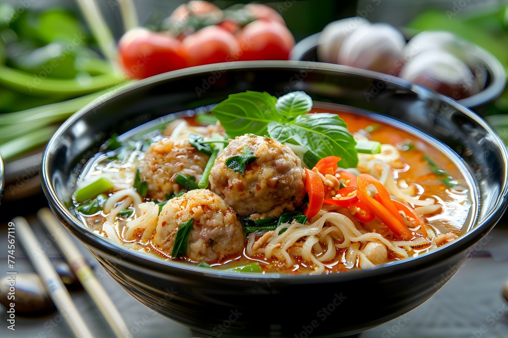Fototapeta premium Thai Noodle with Stewed Pork