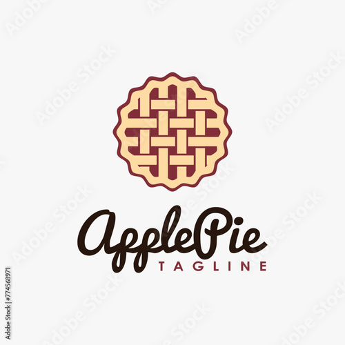 Simple apple pie logo vector template on white background