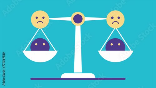 A scale with one side heavily weighed down by negative thoughts while the other side remains light from the lack of positive mindset.