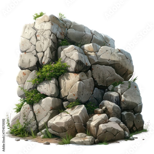 large rocks, rock, stone isolated on white background