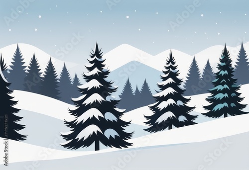 A snowy winter scene featuring decorated Christmas trees nestled in the landscape © SR Creative Idea
