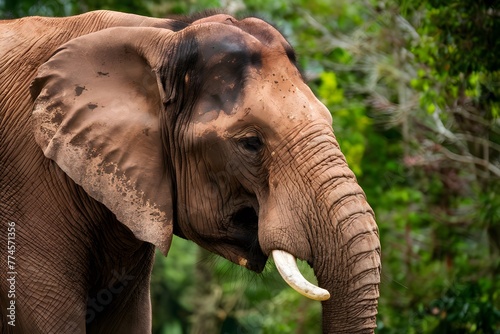Closeup of Sumatran elephant in Ragunan wildlife park, detailed wildlife