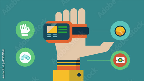 Closeup of a factory workers wristmounted AR device displaying a stepbystep guide for errorfree machine maintenance.