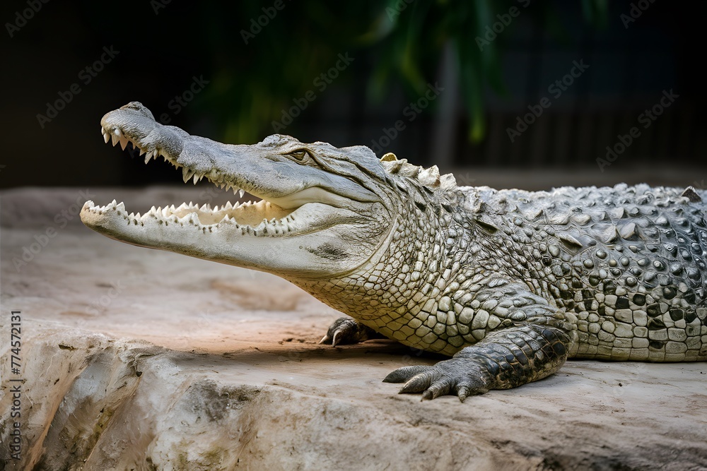 Fototapeta premium Crocodile in zoo, nature theme, wildlife photography