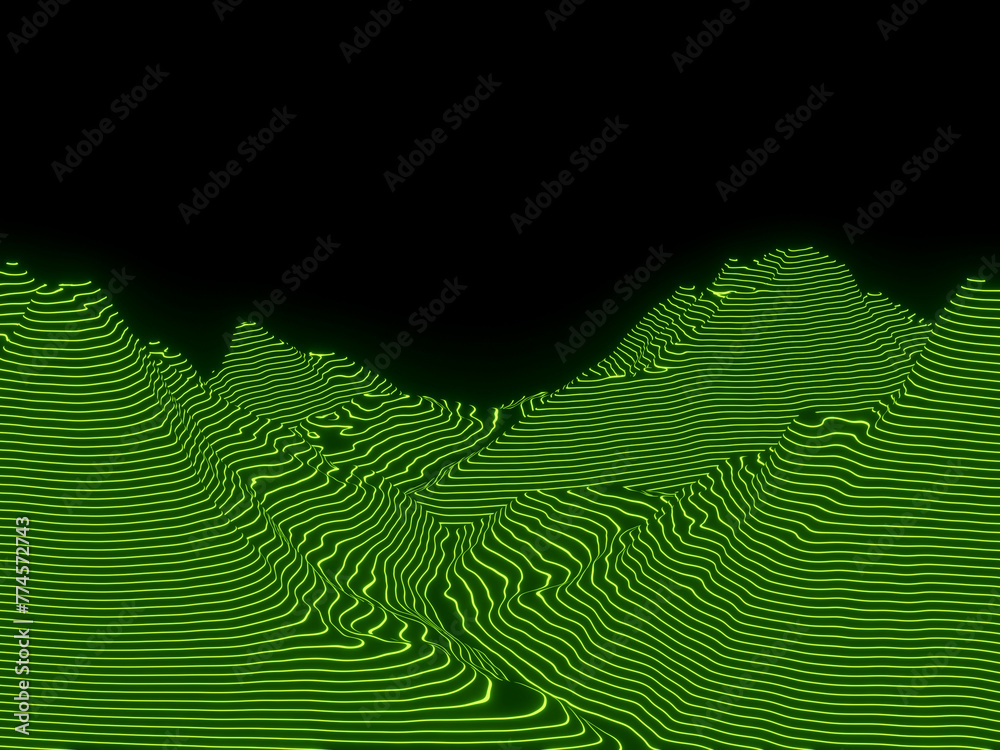 Green contour layers. Mountain contour lines.