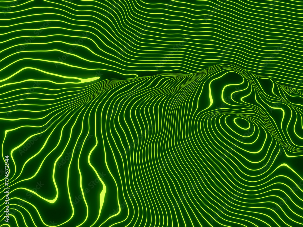 Green contour layers. Mountain contour lines.