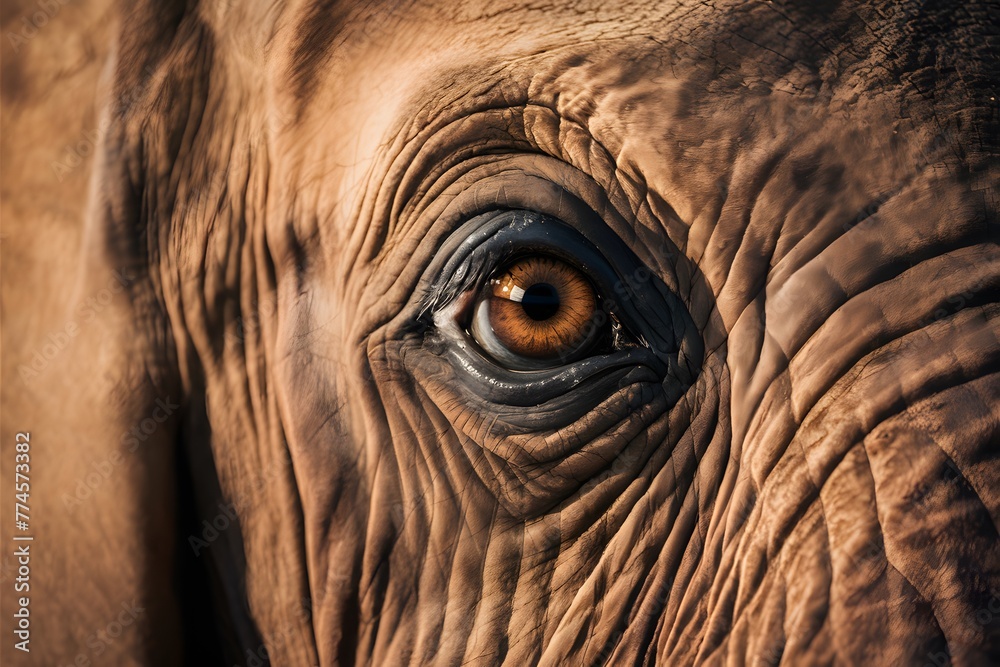 Elephant eye detail, close up view capturing intricate anatomy Elephant eye detail, close up view capturing intricate anatomy