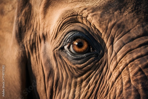 Elephant eye detail, close up view capturing intricate anatomy © Jawed Gfx