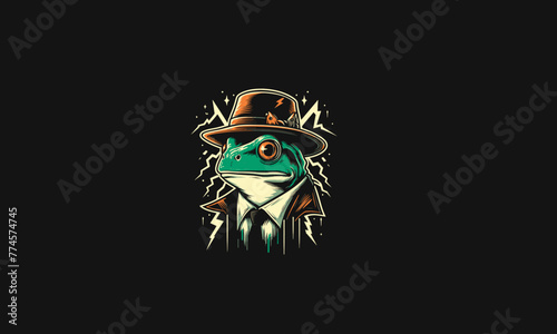 frog wearing hat with lightning vector artwork design