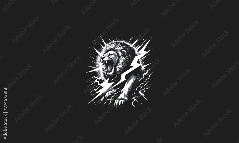 lion roar and lightning vector artwork design lion roar and lightning vector artwork design