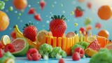 A colorful 3D animation of a GERD-friendly diet meal, emphasizing balanced nutrition and health