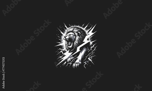lion roar and lightning vector artwork design