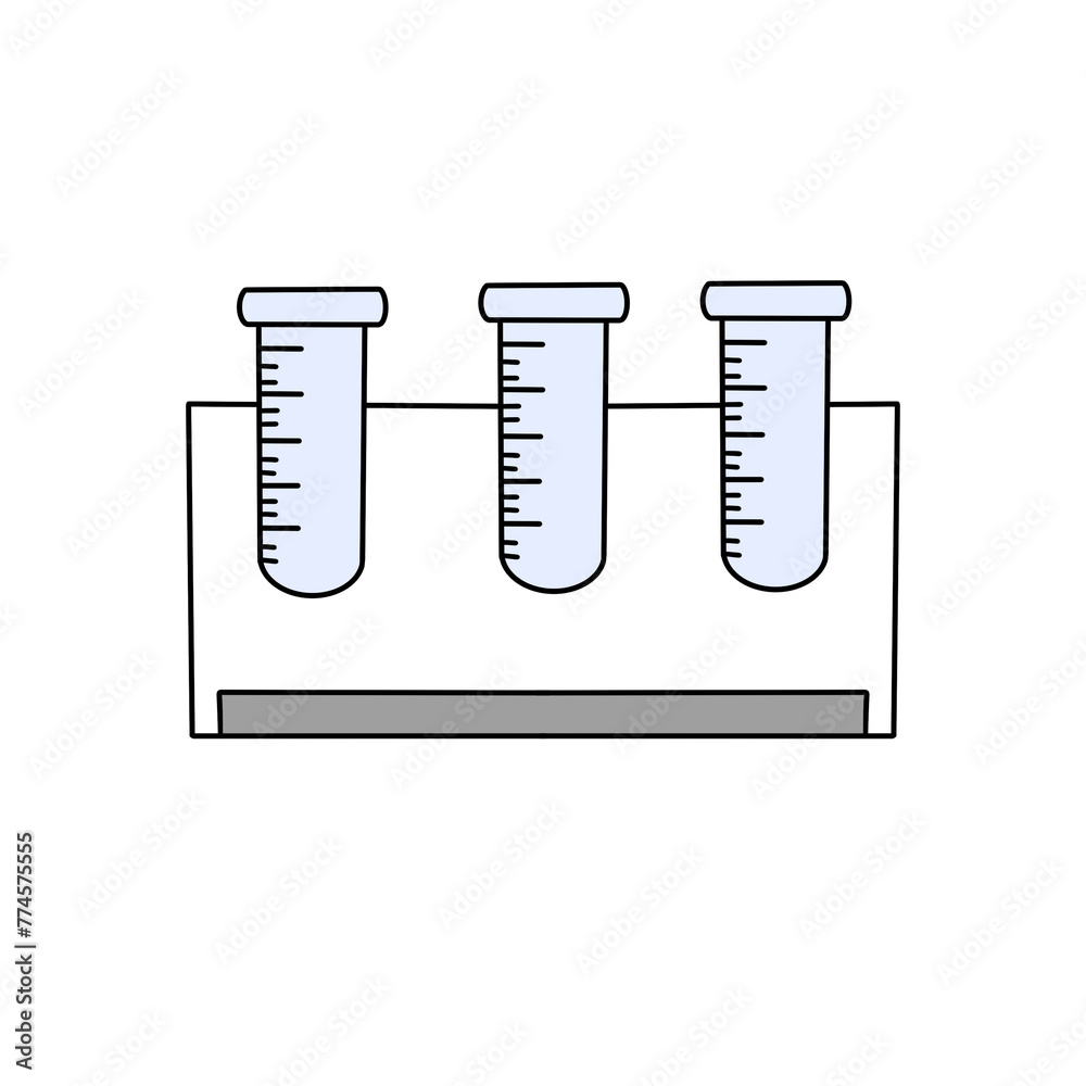 Three glass beakers are lined up next to each other. The beakers are labeled with numbers, and the numbers are in increasing order Three glass beakers are lined up next to each other. The beakers are labeled with numbers, and the numbers are in increasing order
