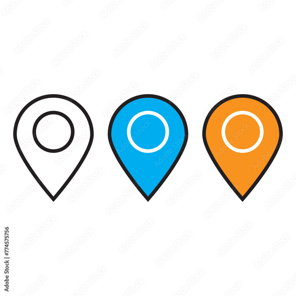 different colors of map pointer icons with soft shadows in a flat style. Vector collection of markers in different colors. Specifies location points of objects on the maps or charts. different colors of map pointer icons with soft shadows in a flat style. Vector collection of markers in different colors. Specifies location points of objects on the maps or charts.