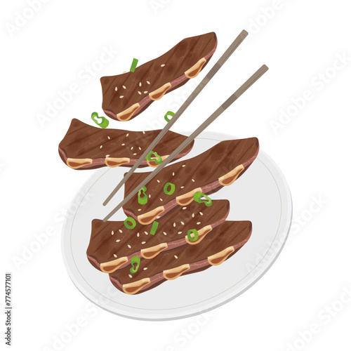 Levitation Korean Galbi Gui Vector Illustration logo