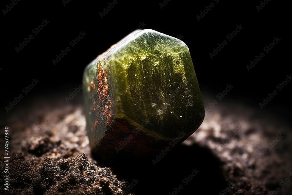 Greenockite is rare precious natural stone on black background. AI generated. Header banner mockup with space. Greenockite is rare precious natural stone on black background. AI generated. Header banner mockup with space.