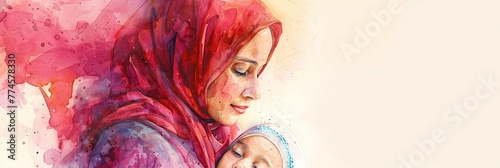 ilustration portrait of a woman and her doughter photo