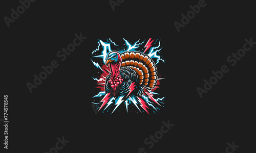 turkey with lightning background vector artwork design