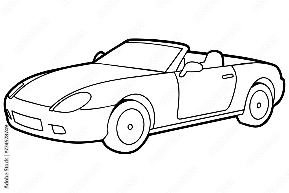 line art of a convertible car 