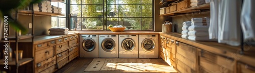 Bright and functional laundry room with ample storage and folding spacehigh detailed