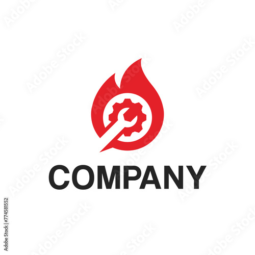 Gear wrench forge flame red mark logo