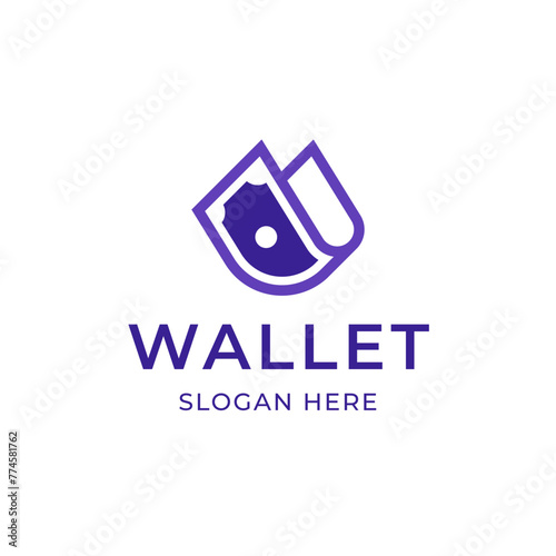 Wallet Cash Modern Minimal Purple Logo