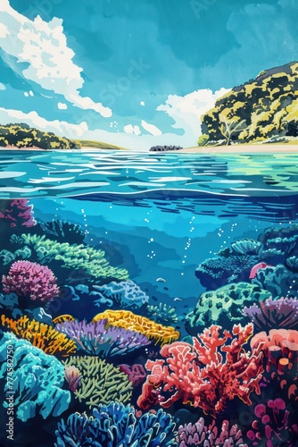 Coral reefs in underwater © Matthew