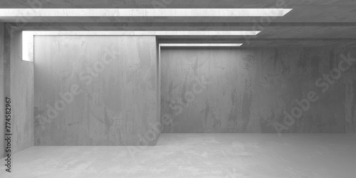 Abstract empty concrete interior. Minimalistic dark room design template