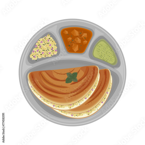 Vector illustration logo Masala dosa South Indian food