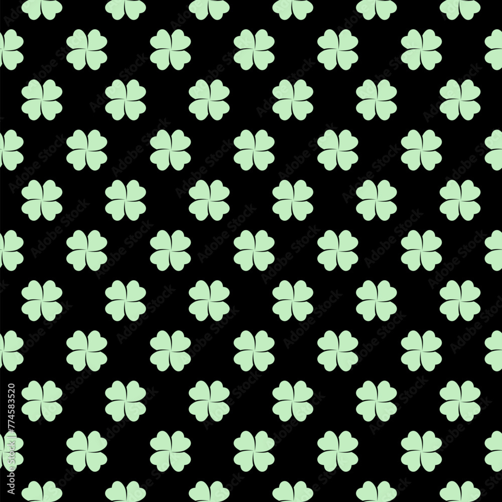 Four leaf clover icon isolated seamless pattern on black background Four leaf clover icon isolated seamless pattern on black background