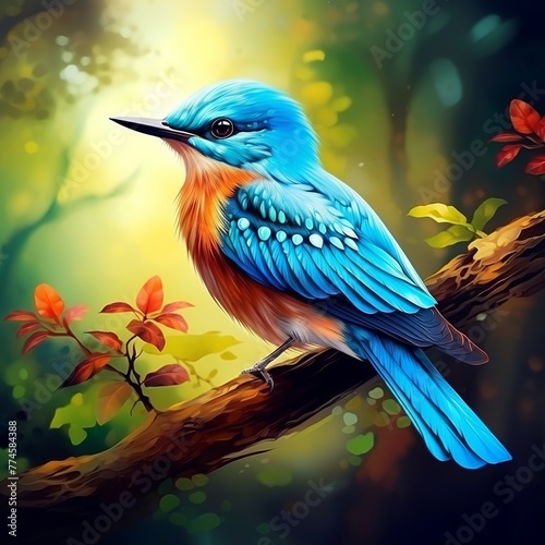 illustration of beautiful birds of_the jungle. beautiful bird jungle, Generative ai