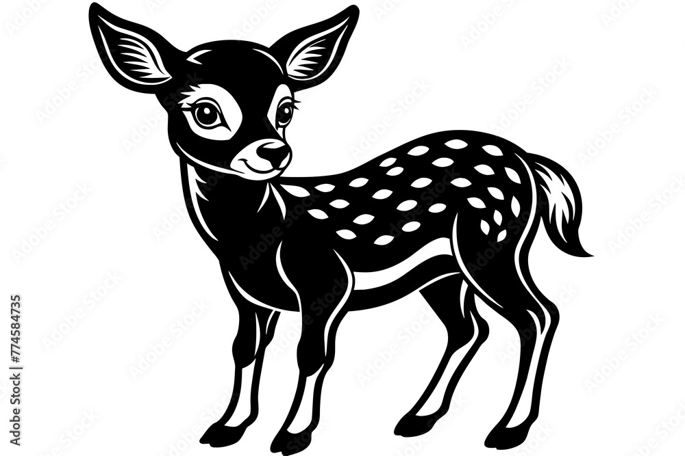 baby deer silhouette vector illustration