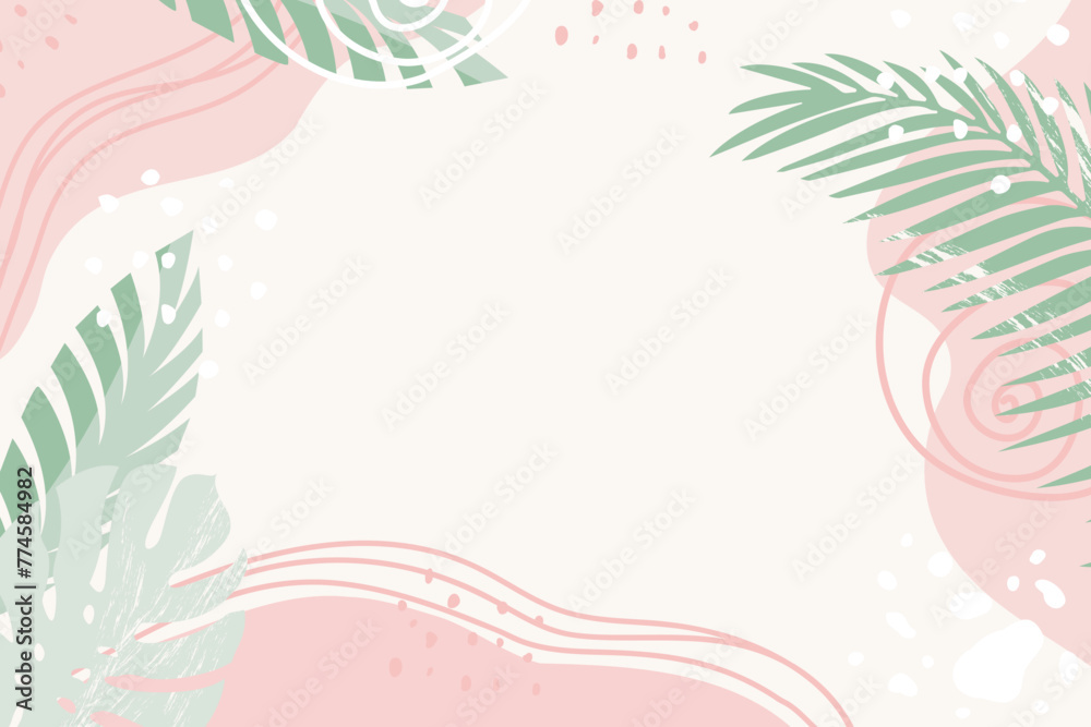 Summer background with tropical leaves. Tropical colorful summer background template for banner, menu, invitation. Summer background with tropical vibes Summer background with tropical leaves. Tropical colorful summer background template for banner, menu, invitation. Summer background with tropical vibes