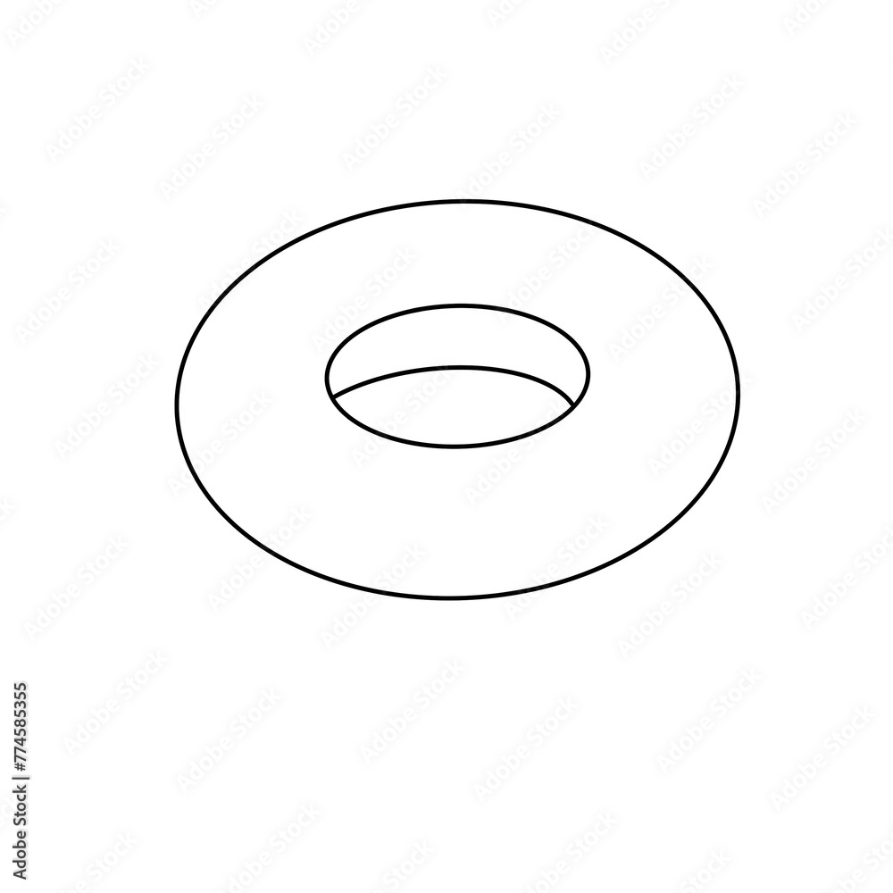 A white circle with a hole in the middle. The circle is drawn in black A white circle with a hole in the middle. The circle is drawn in black