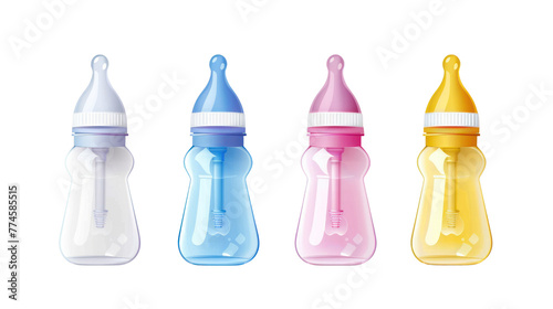 Set of bottles for baby isolated on white