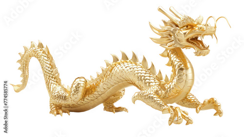  gold dragon  Chinese zodiac  isolated white background 