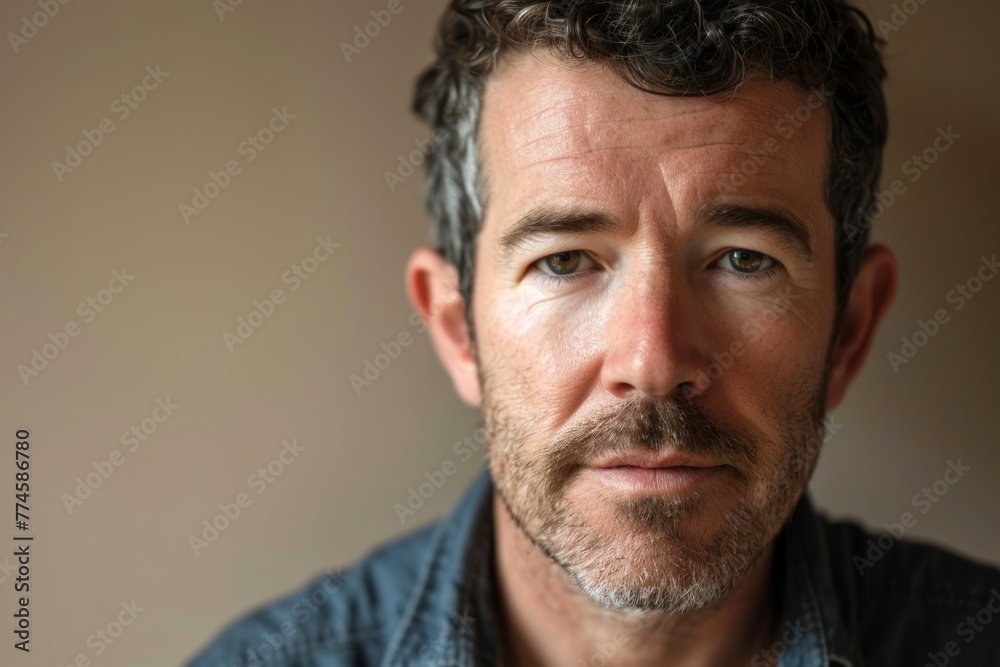 Obraz premium Portrait of a handsome mature man with grey beard and mustache.