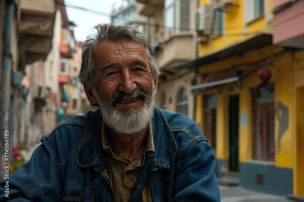 Portrait of an old man on the streets of the old city. Portrait of an old man on the streets of the old city.