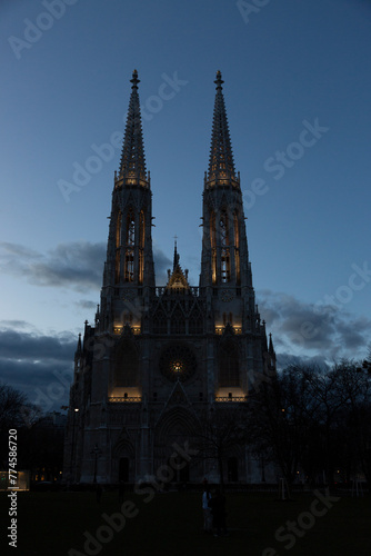The Votivkirche, Vienna, Austria. Is a neo-Gothic style church.