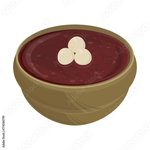 Vector illustration logo Traditional korean Red Bean Porridge patjuk