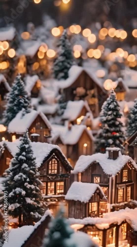 Christmas Market, Christmas Village, Christmas tree, Snowy Christmas scenery