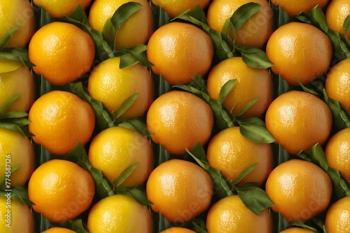 Realistic oranges close up, tropical fruit pattern banner image