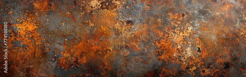 Rustic Corten Steel Stone Texture Background - Grunge Orange Brown Metal Panorama for Banner or Website Design
