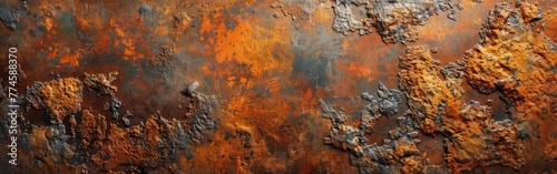 Corten Steel Stone Texture Background - Rustic Orange Brown Grunge Metal Panorama Banner