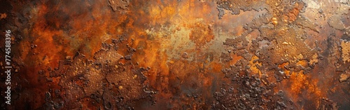 Rustic Corten Steel Stone Texture Background - Grunge Orange Brown Metal Panorama for Design and Decor