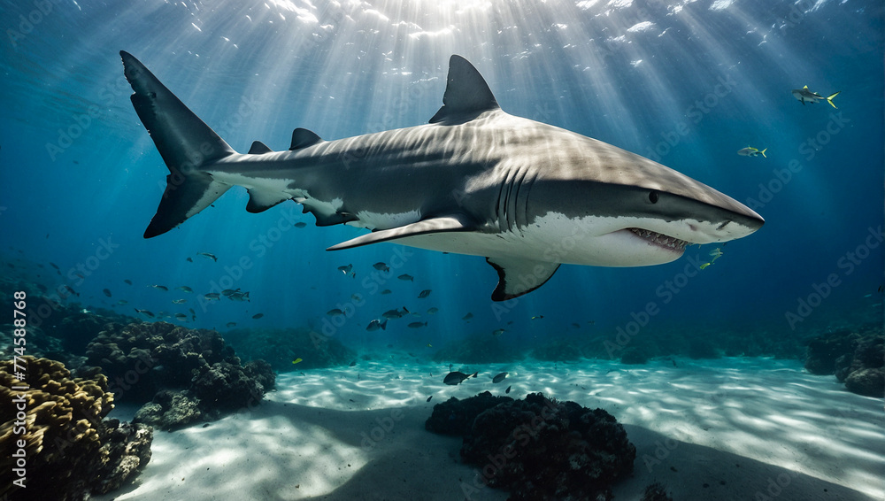 Large shark underwater 