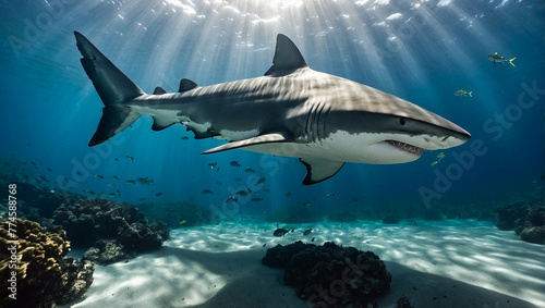 Large shark underwater 