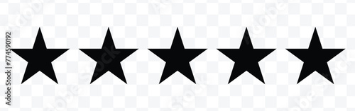 Star icon. Vector Black  isolated five stars. Customer feedback concept. Vector 5 stars rating review. Quality shape design 8 9 